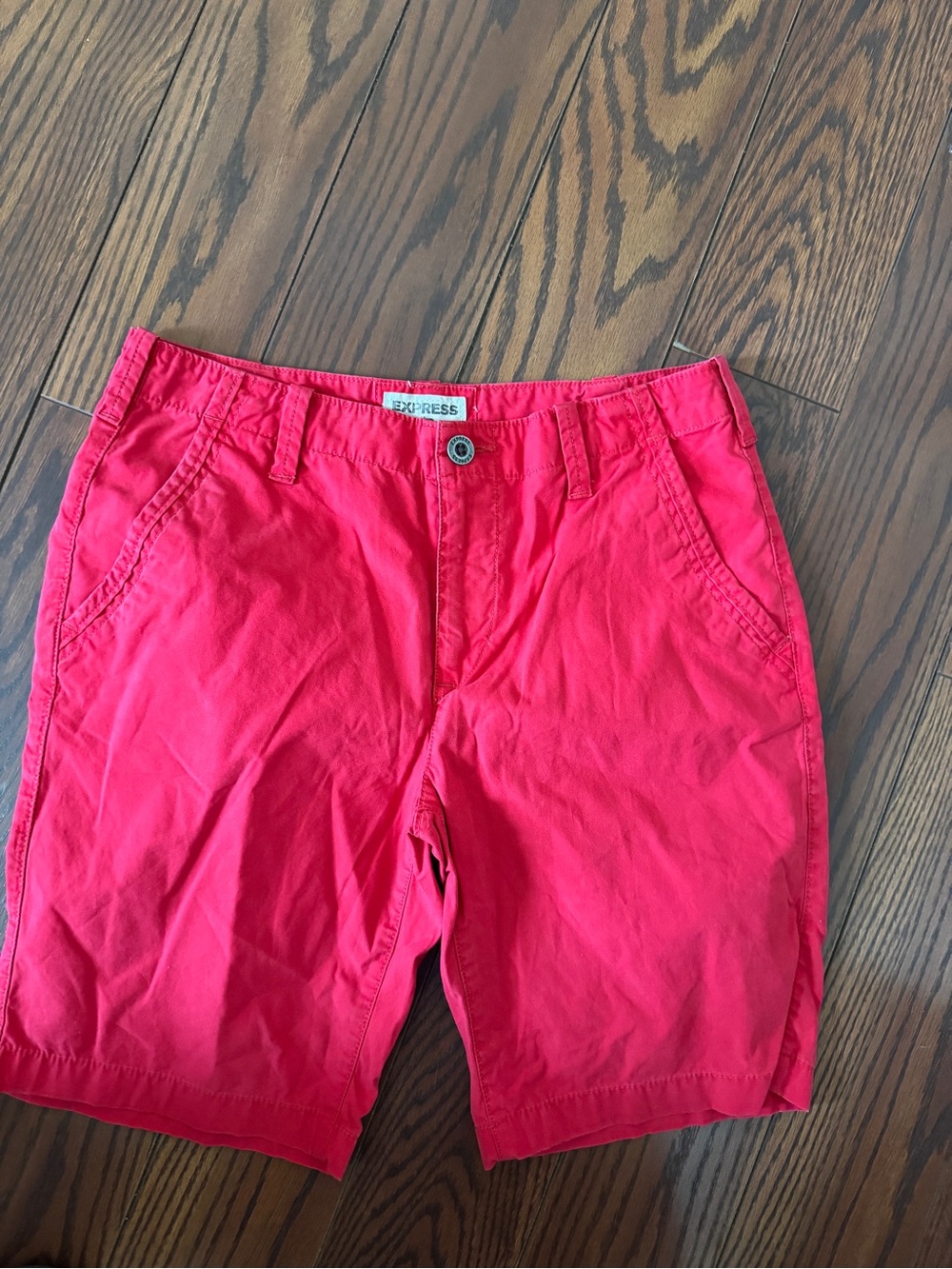 Express Men’s Vibrant Red Flat Front Shorts